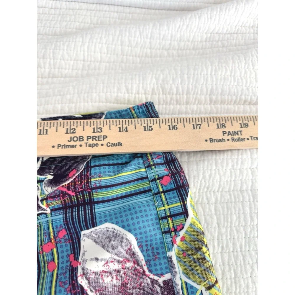 Joe‎ Boxer Mens Swim Trunks Blue Plaid Floral Tropical Board Shorts Small S/C